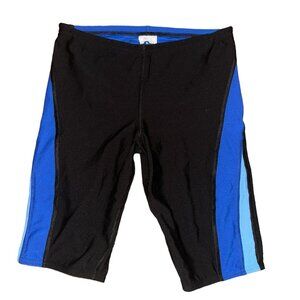 Speedo Jammer Endurance + Mens Swimsuit 30 Splice Chlorine Resistant Black Blue